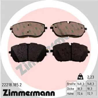 Jeu de 4 plaquettes de frein avant ZIMMERMANN 22218.185.2