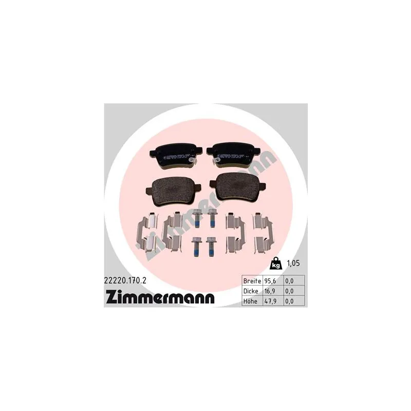 Jeu de 4 plaquettes de frein arrière ZIMMERMANN 22220.170.2