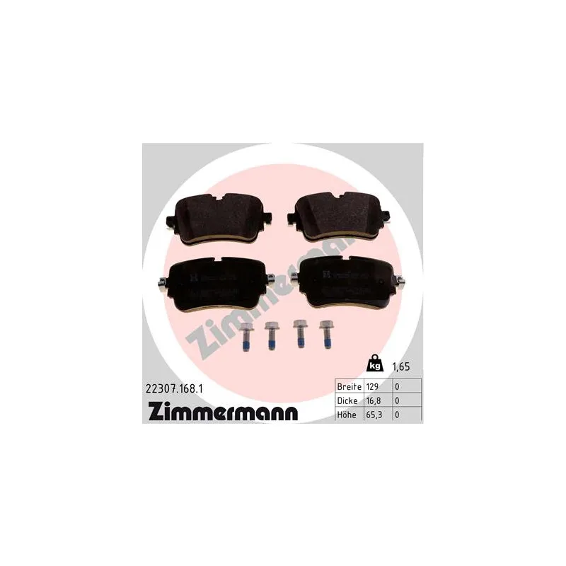 Jeu de 4 plaquettes de frein arrière ZIMMERMANN 22307.168.1
