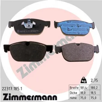 Jeu de 4 plaquettes de frein avant ZIMMERMANN 22317.185.1