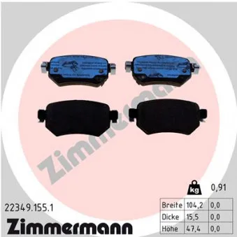 Jeu de 4 plaquettes de frein arrière ZIMMERMANN 22349.155.1