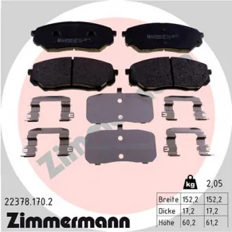Jeu de 4 plaquettes de frein avant ZIMMERMANN 22378.170.2
