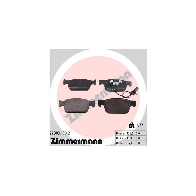 Jeu de 4 plaquettes de frein avant ZIMMERMANN 22383.170.2