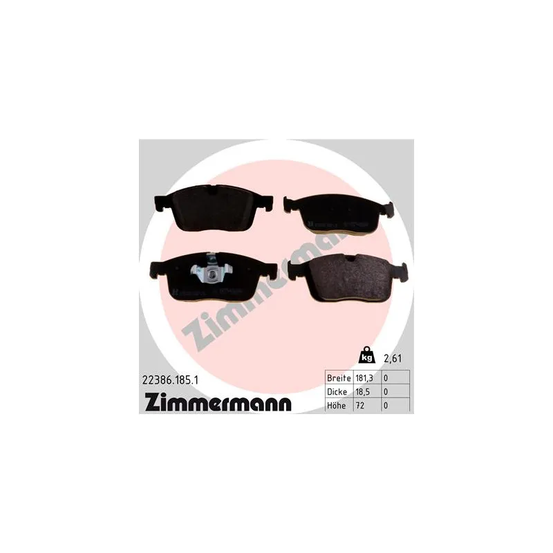 Jeu de 4 plaquettes de frein avant ZIMMERMANN 22386.185.1