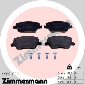 Jeu de 4 plaquettes de frein avant ZIMMERMANN 22397.190.1