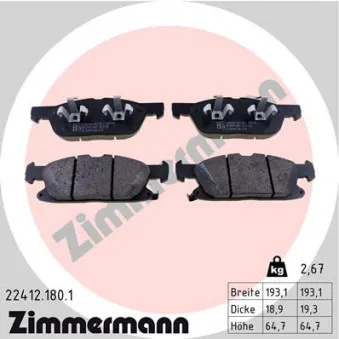 Jeu de 4 plaquettes de frein avant ZIMMERMANN 22412.180.1