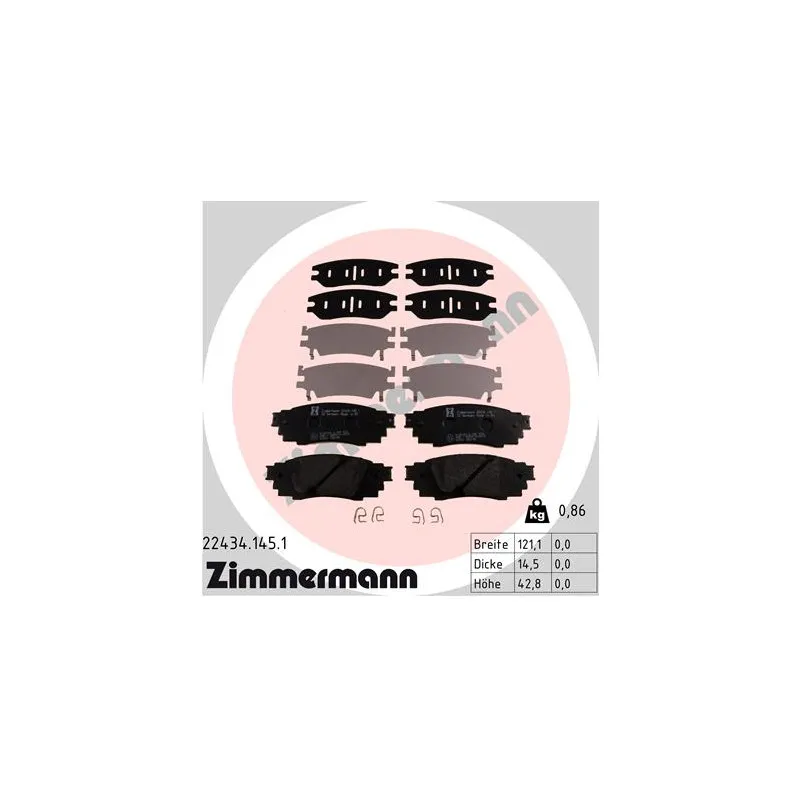 Jeu de 4 plaquettes de frein arrière ZIMMERMANN 22434.145.1