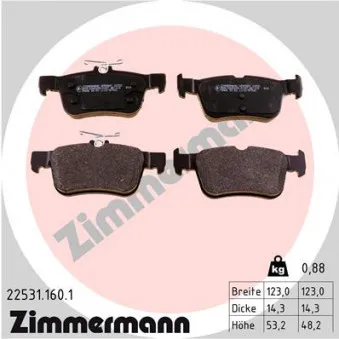 Jeu de 4 plaquettes de frein arrière ZIMMERMANN 22531.160.1