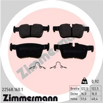 Jeu de 4 plaquettes de frein arrière ZIMMERMANN 22568.160.1