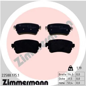 Jeu de 4 plaquettes de frein arrière ZIMMERMANN 22588.175.1