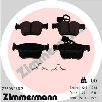 Jeu de 4 plaquettes de frein arrière ZIMMERMANN 22605.160.2