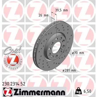 Jeu de 2 disques de frein avant ZIMMERMANN 230.2314.52