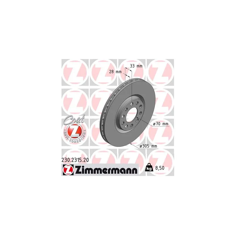 Jeu de 2 disques de frein avant ZIMMERMANN 230.2315.20