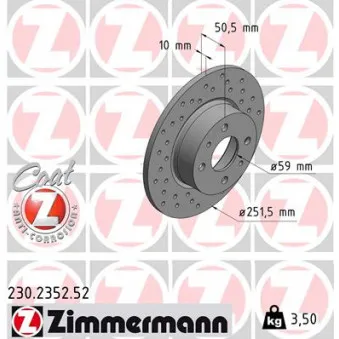 Jeu de 2 disques de frein arrière ZIMMERMANN 230.2352.52
