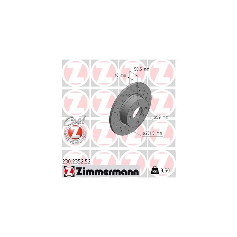 Jeu de 2 disques de frein arrière ZIMMERMANN 230.2352.52