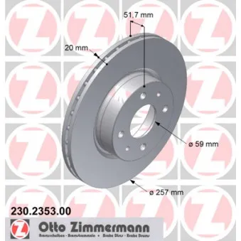 Jeu de 2 disques de frein avant ZIMMERMANN 230.2353.00