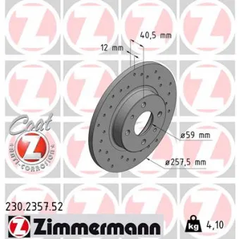 Jeu de 2 disques de frein avant ZIMMERMANN 230.2357.52