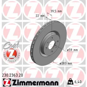 Jeu de 2 disques de frein avant ZIMMERMANN 230.2363.20