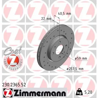 Jeu de 2 disques de frein avant ZIMMERMANN 230.2365.52