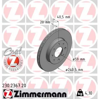 Jeu de 2 disques de frein avant ZIMMERMANN 230.2367.20