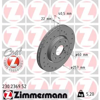 Jeu de 2 disques de frein avant ZIMMERMANN 230.2369.52
