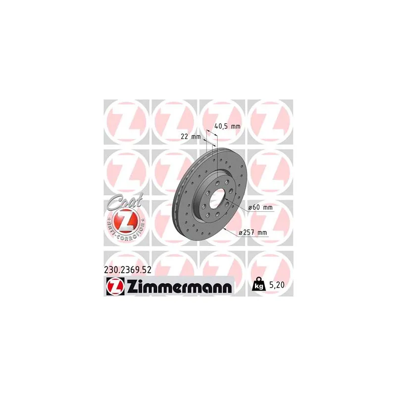 Jeu de 2 disques de frein avant ZIMMERMANN 230.2369.52