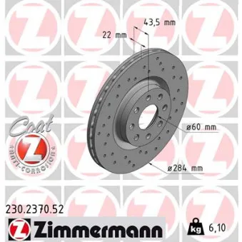 Jeu de 2 disques de frein avant ZIMMERMANN 230.2370.52