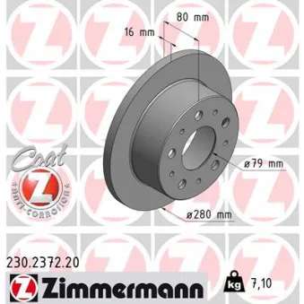 Jeu de 2 disques de frein arrière ZIMMERMANN 230.2372.20