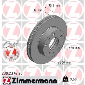 Jeu de 2 disques de frein avant ZIMMERMANN 230.2374.20