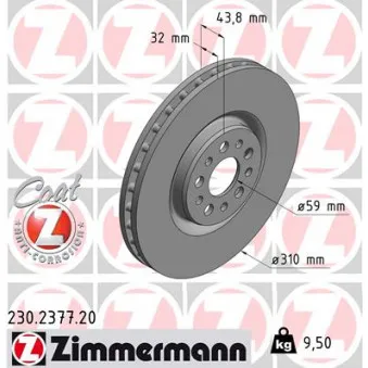 Jeu de 2 disques de frein avant ZIMMERMANN 230.2377.20