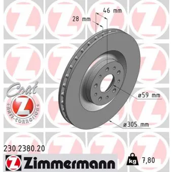 Jeu de 2 disques de frein avant ZIMMERMANN 230.2380.20