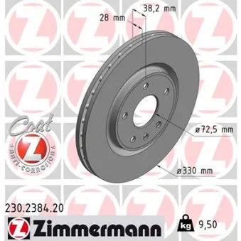 Jeu de 2 disques de frein avant ZIMMERMANN 230.2384.20