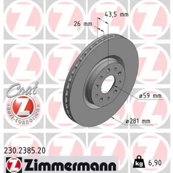 Jeu de 2 disques de frein avant ZIMMERMANN 230.2385.20
