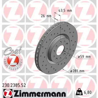 Jeu de 2 disques de frein avant ZIMMERMANN 230.2385.52