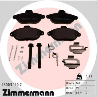 Jeu de 4 plaquettes de frein avant ZIMMERMANN 23003.190.2