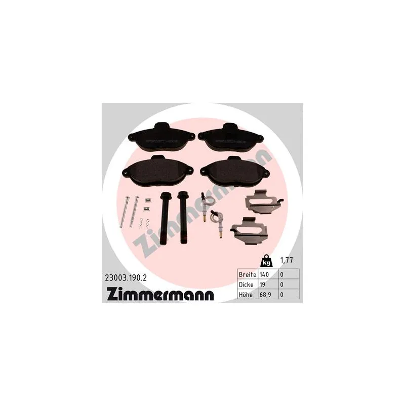 Jeu de 4 plaquettes de frein avant ZIMMERMANN 23003.190.2