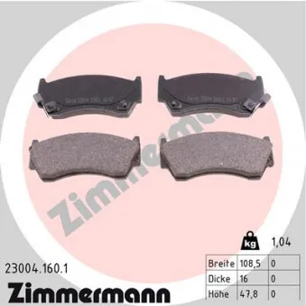 Jeu de 4 plaquettes de frein avant ZIMMERMANN 23004.160.1