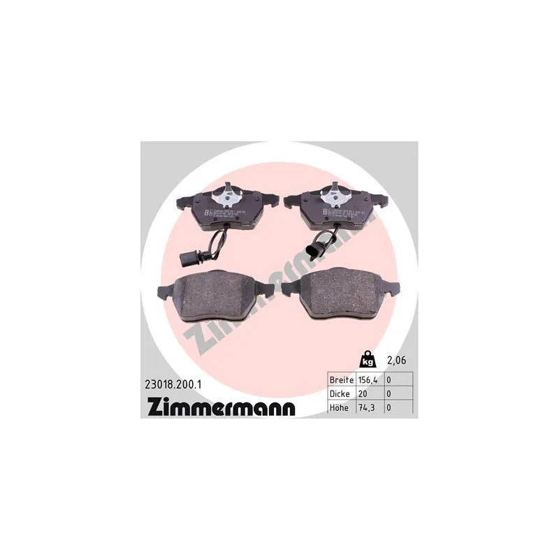 Jeu de 4 plaquettes de frein avant ZIMMERMANN 23018.200.1
