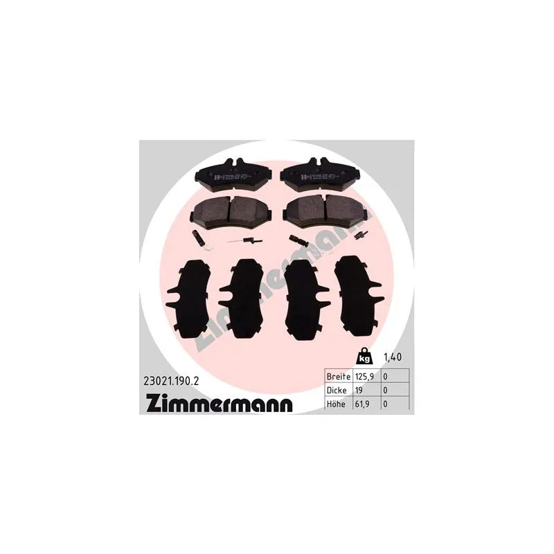 Jeu de 4 plaquettes de frein arrière ZIMMERMANN 23021.190.2