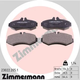 Jeu de 4 plaquettes de frein avant ZIMMERMANN 23022.205.1