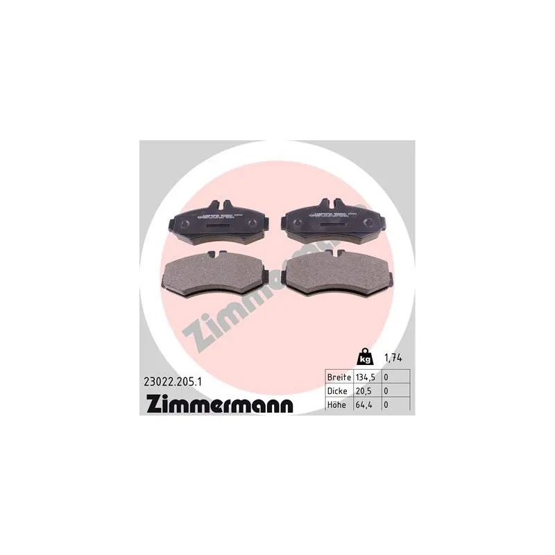 Jeu de 4 plaquettes de frein avant ZIMMERMANN 23022.205.1