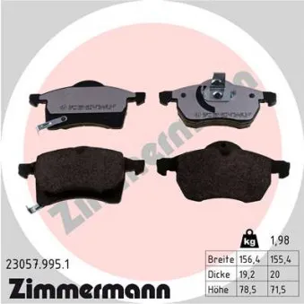 Jeu de 4 plaquettes de frein avant ZIMMERMANN 23057.995.1