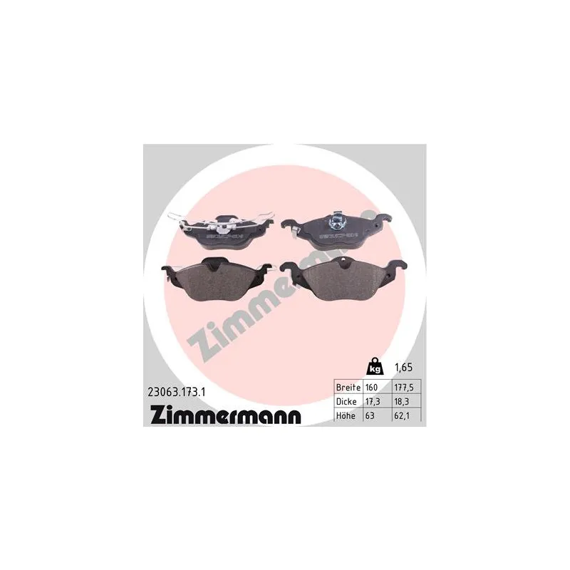 Jeu de 4 plaquettes de frein avant ZIMMERMANN 23063.173.1