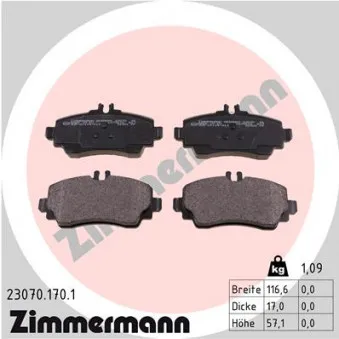 Jeu de 4 plaquettes de frein avant ZIMMERMANN 23070.170.1