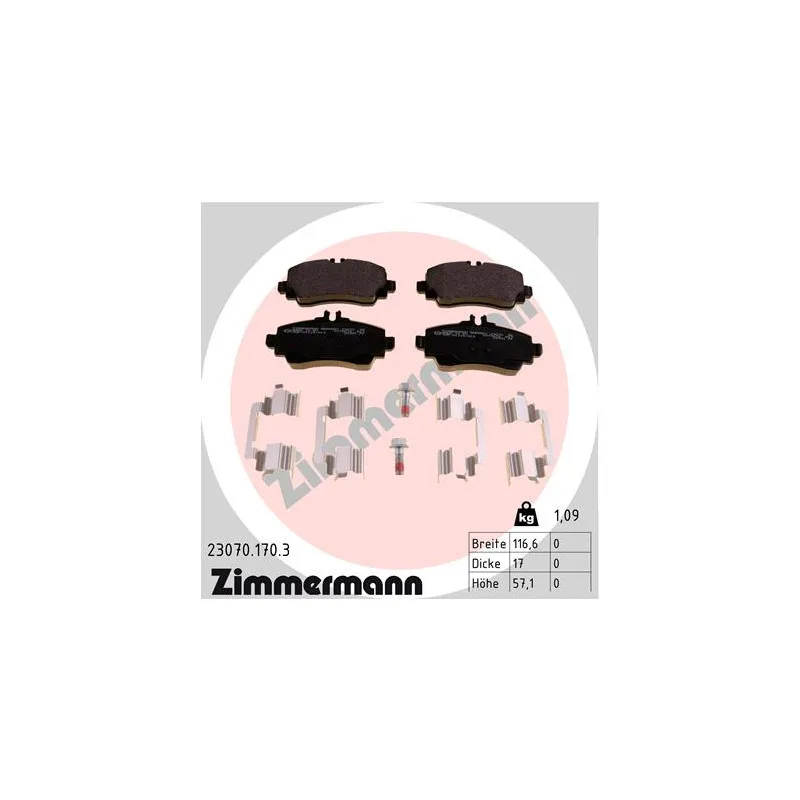 Jeu de 4 plaquettes de frein avant ZIMMERMANN 23070.170.3