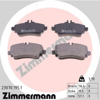 Jeu de 4 plaquettes de frein avant ZIMMERMANN 23070.195.1