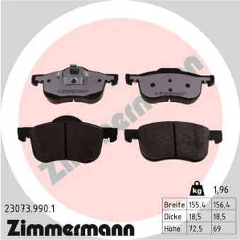 Jeu de 4 plaquettes de frein avant ZIMMERMANN 23073.990.1