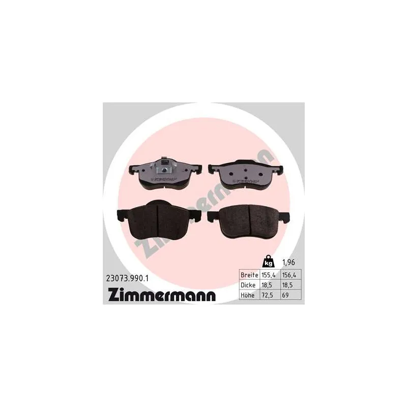 Jeu de 4 plaquettes de frein avant ZIMMERMANN 23073.990.1