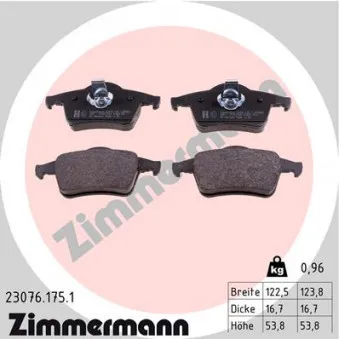 Jeu de 4 plaquettes de frein arrière ZIMMERMANN 23076.175.1