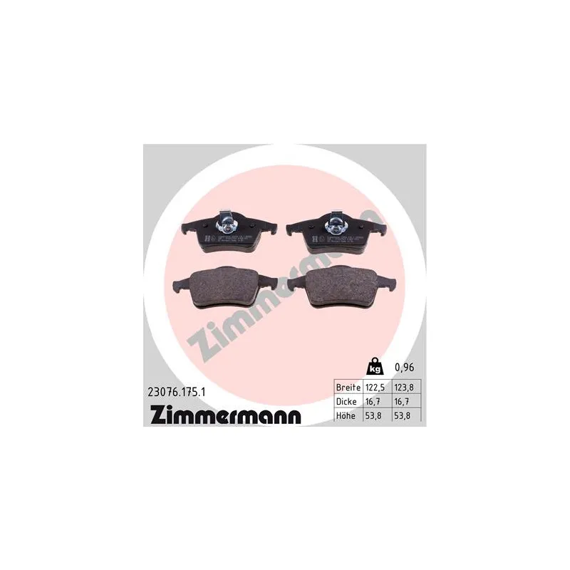 Jeu de 4 plaquettes de frein arrière ZIMMERMANN 23076.175.1